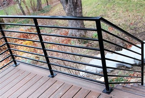 installing steel brackets for pre fabricated wood and metal railing|horizontal steel railing installation.